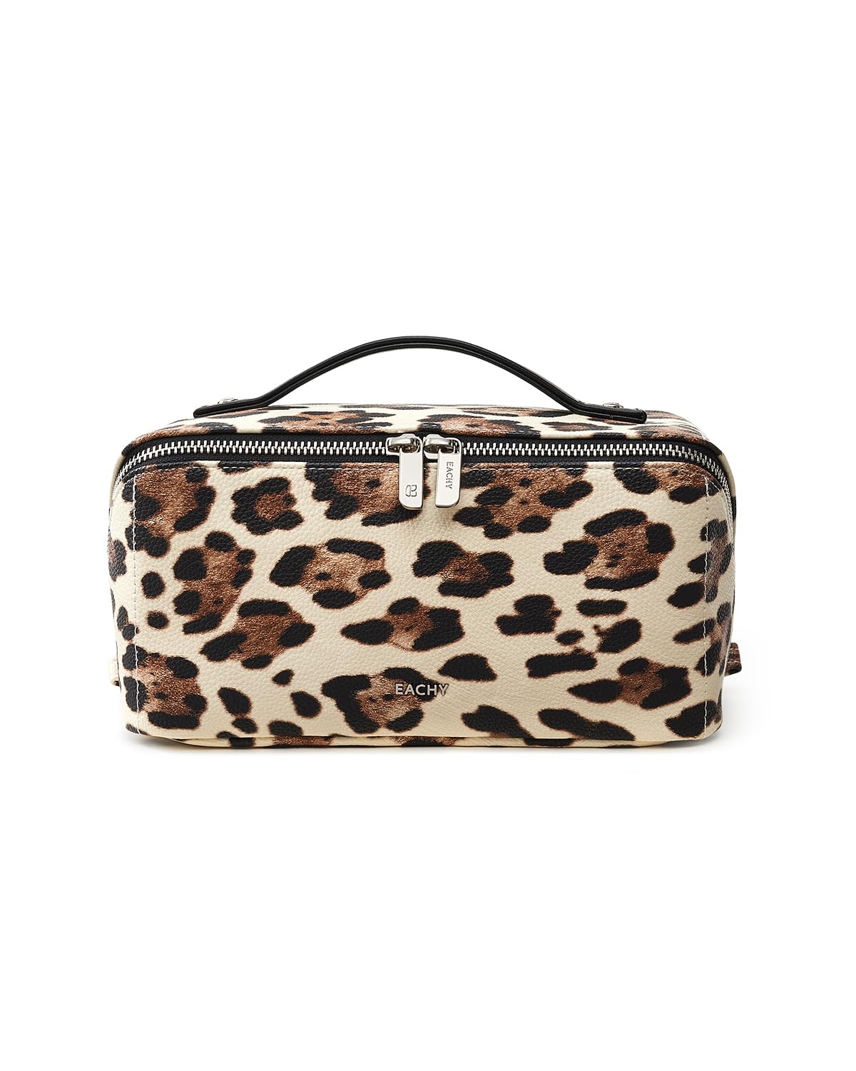EACHY Travel Makeup Bag leopard print front view