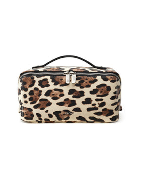 EACHY Travel Makeup Bag leopard print front view