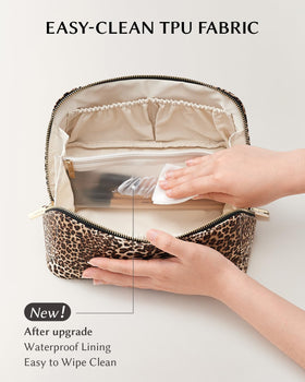 EACHY Travel Makeup Bag lifestyle scene on a vanity