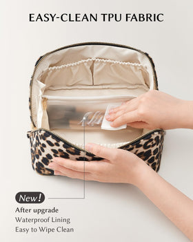 EACHY Travel Makeup Bag open showing compartments
