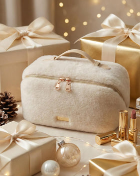 EACHY Travel Makeup Bag open showing interior compartments