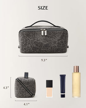 EACHY Travel Makeup Bag open showing internal compartments