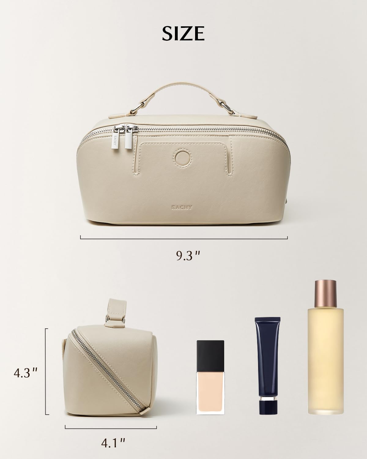 EACHY Travel Makeup Bag packaging and materials