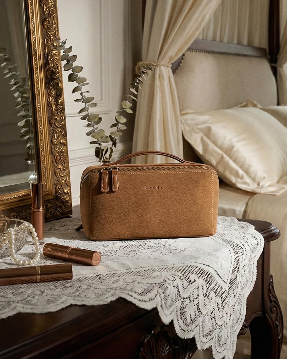 EACHY Travel Makeup Bag packed for travel