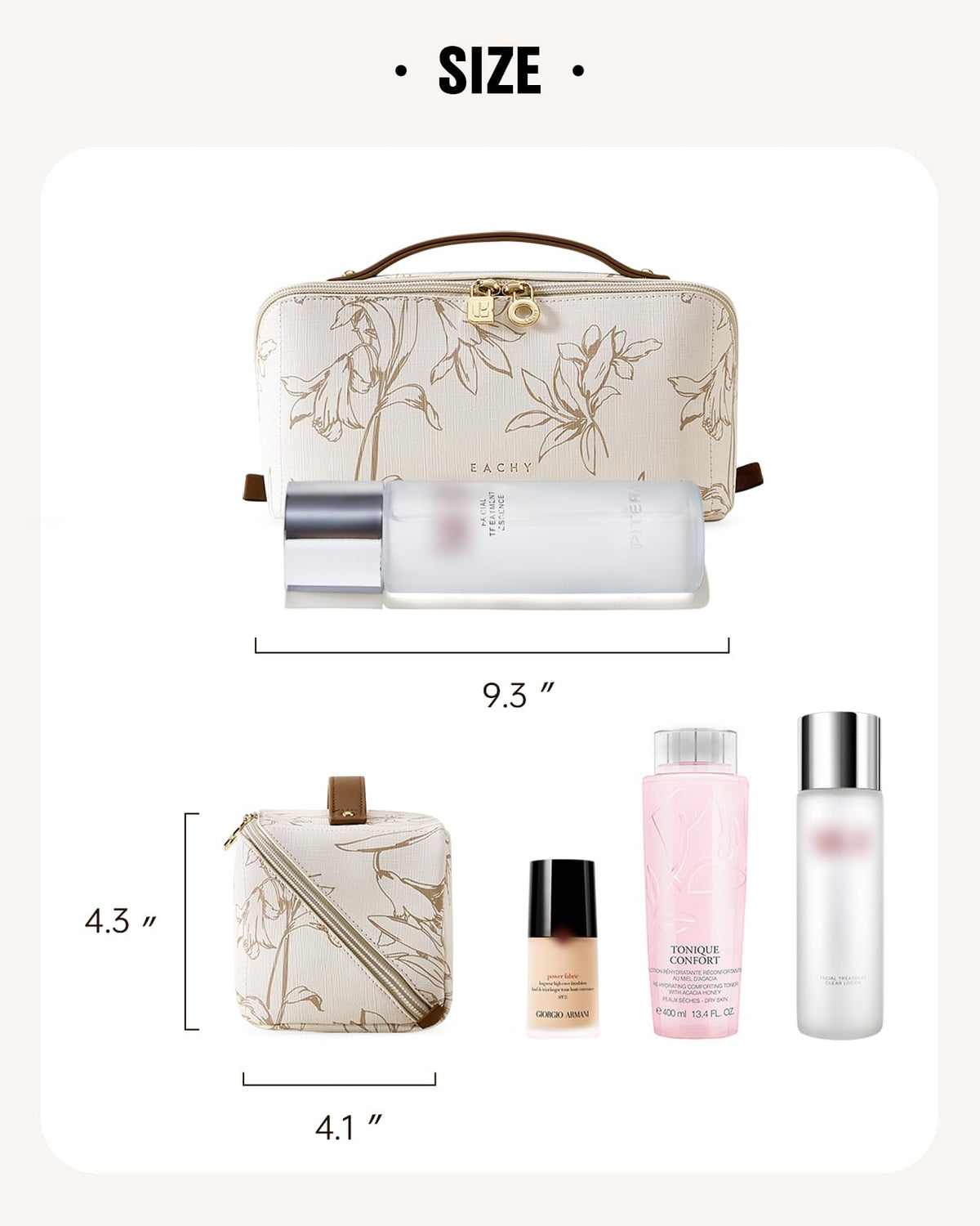 EACHY Travel Makeup Bag packed for travel
