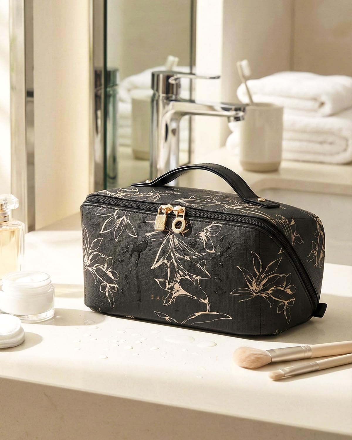 EACHY Travel Makeup Bag packed for travel