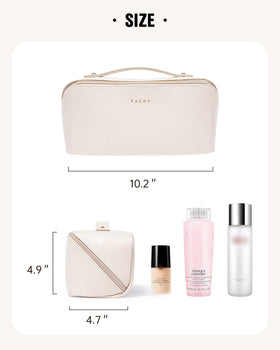 EACHY Travel Makeup Bag packed for travel in suitcase