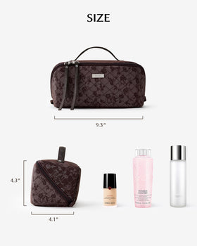 EACHY Travel Makeup Bag packed with toiletries