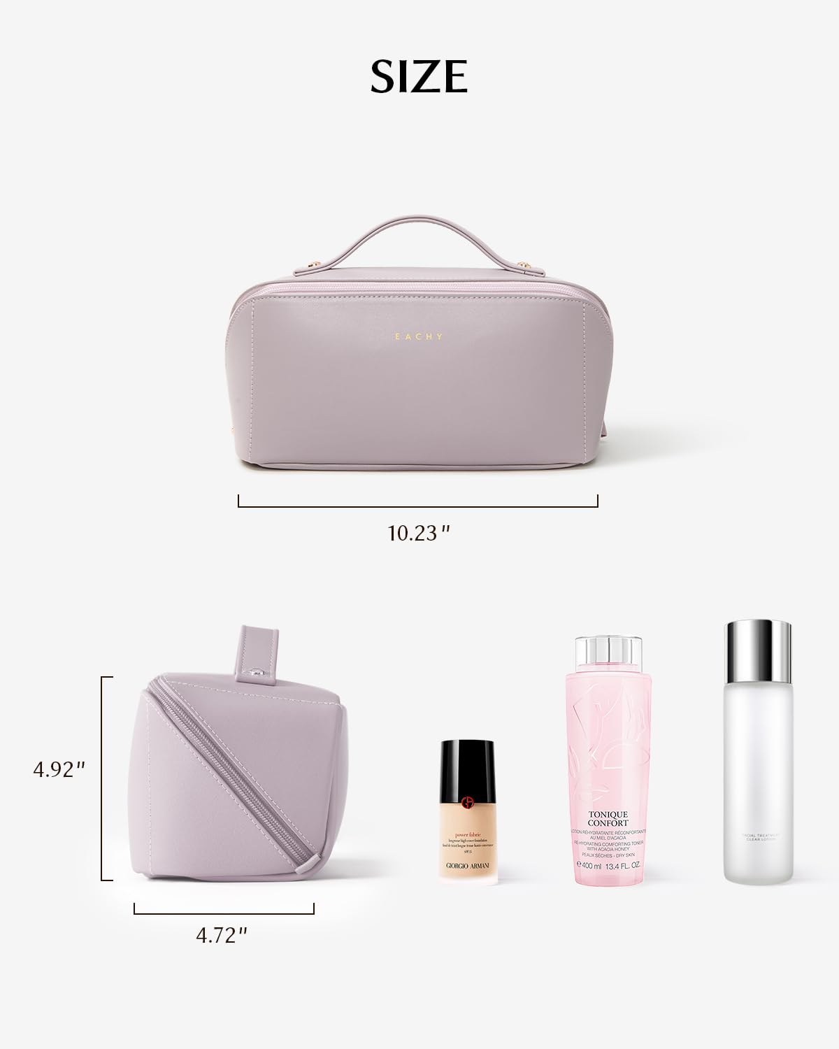 EACHY Travel Makeup Bag purple packed with protective padding