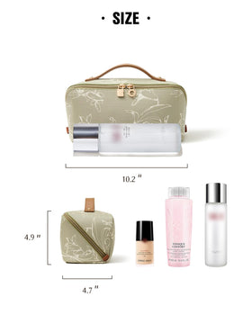 EACHY Travel Makeup Bag showing waterproof textured PU leather