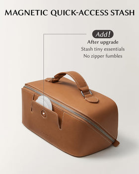 EACHY Travel Makeup Bag side view showing storage pockets
