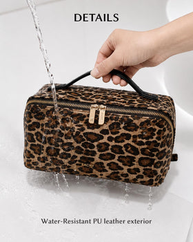 EACHY Travel Makeup Bag side view with compartments visible