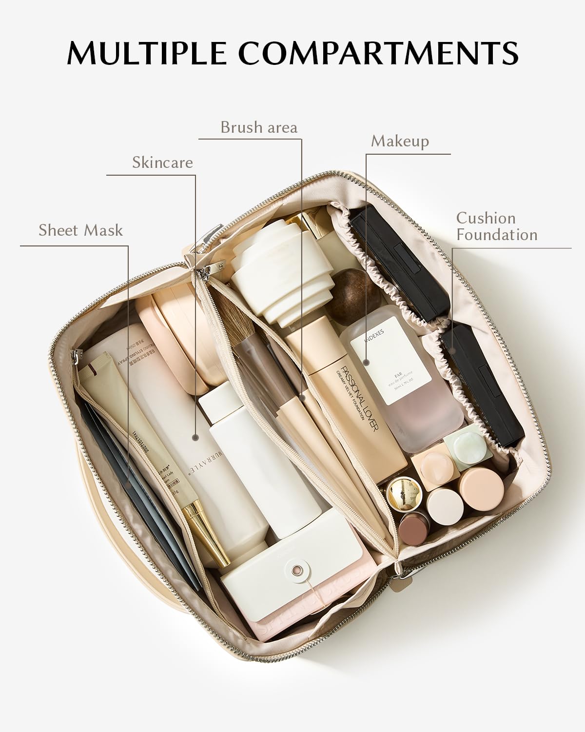 EACHY Travel Makeup Bag side view with padded handle