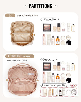 EACHY Travel Makeup Bag side view with PU leather texture