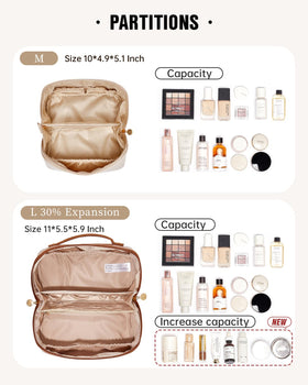 EACHY Travel Makeup Bag side view with PU leather texture
