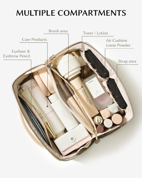 EACHY Travel Makeup Bag side view with reinforced handle