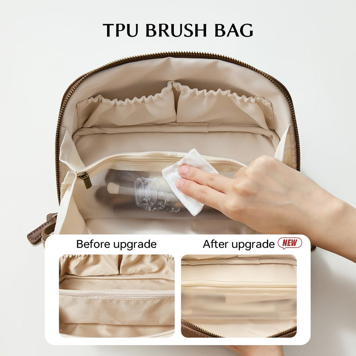 EACHY Travel Makeup Bag side view with zipper