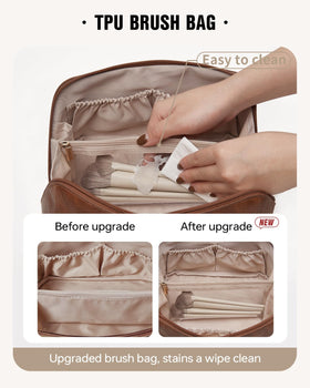 EACHY Travel Makeup Bag side view with zipper