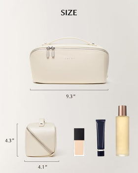 EACHY Travel Makeup Bag side view with zipper detail