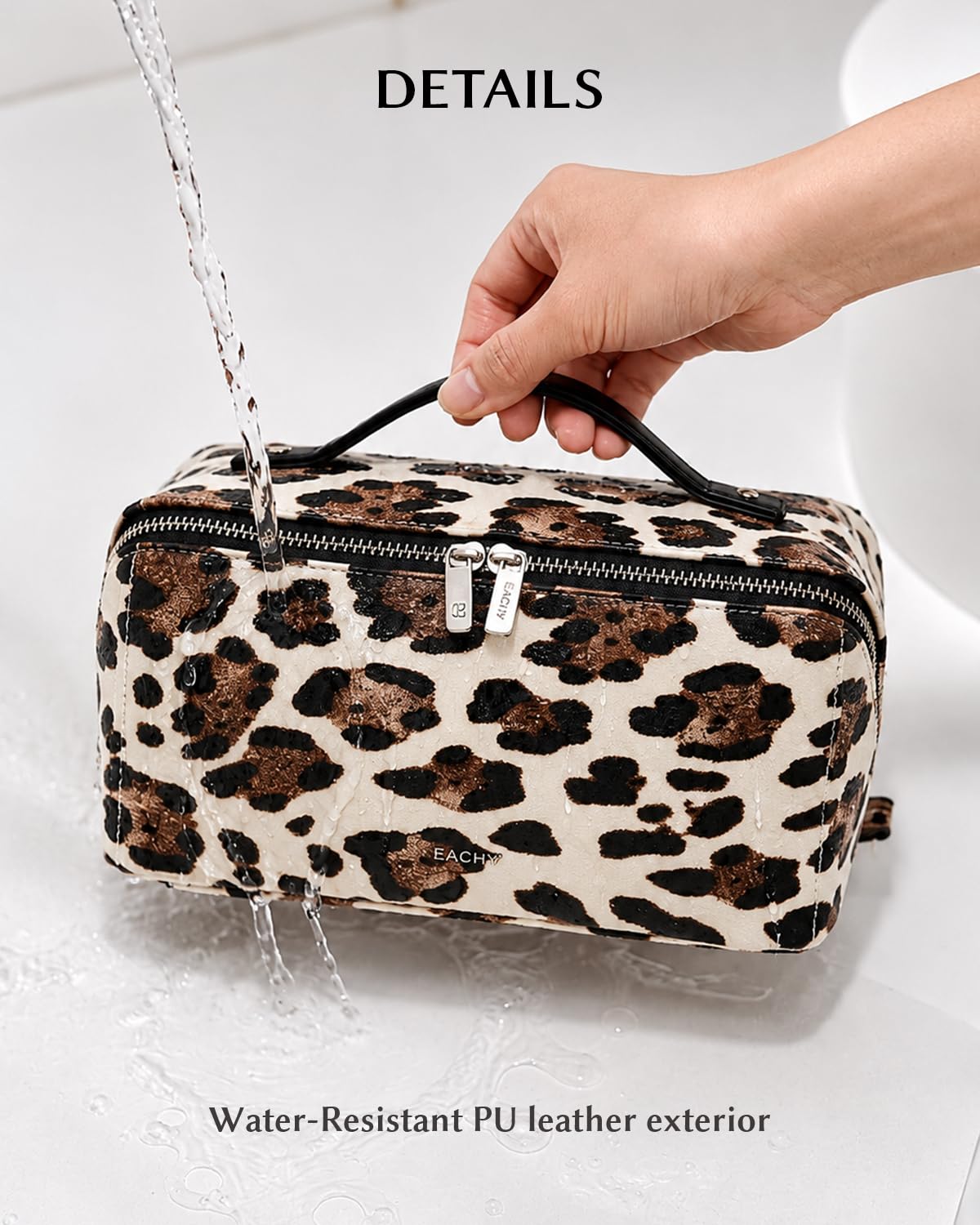 EACHY Travel Makeup Bag water-resistant surface close-up
