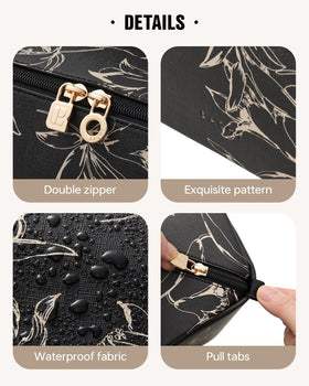 EACHY Travel Makeup Bag waterproof PU leather texture