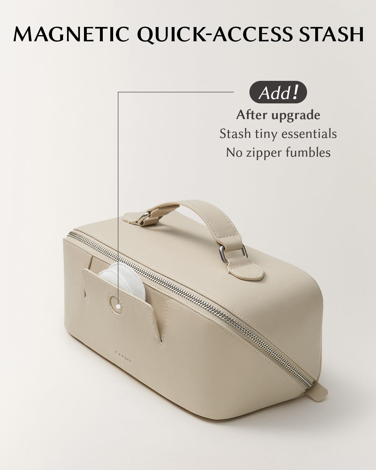 EACHY Travel Makeup Bag with additional pockets for storage