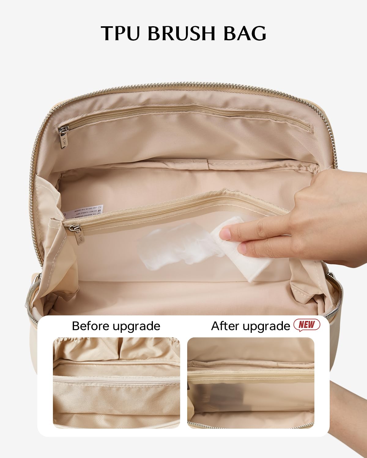 EACHY Travel Makeup Bag with brushes and lipsticks organized