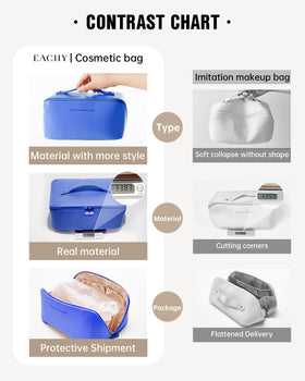EACHY Travel Makeup Bag with clear TPU brush compartment