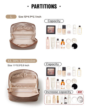 EACHY Travel Makeup Bag with skincare products inside