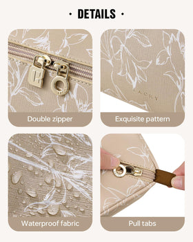 EACHY Travel Makeup Bag with TPU brush pocket visible