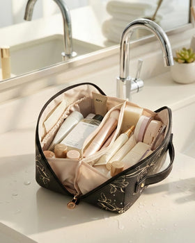EACHY Travel Makeup Bag with transparent brush pocket