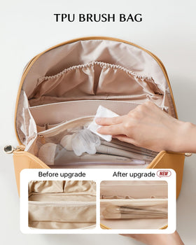 EACHY Travel Makeup Bag yellow side view with zipper