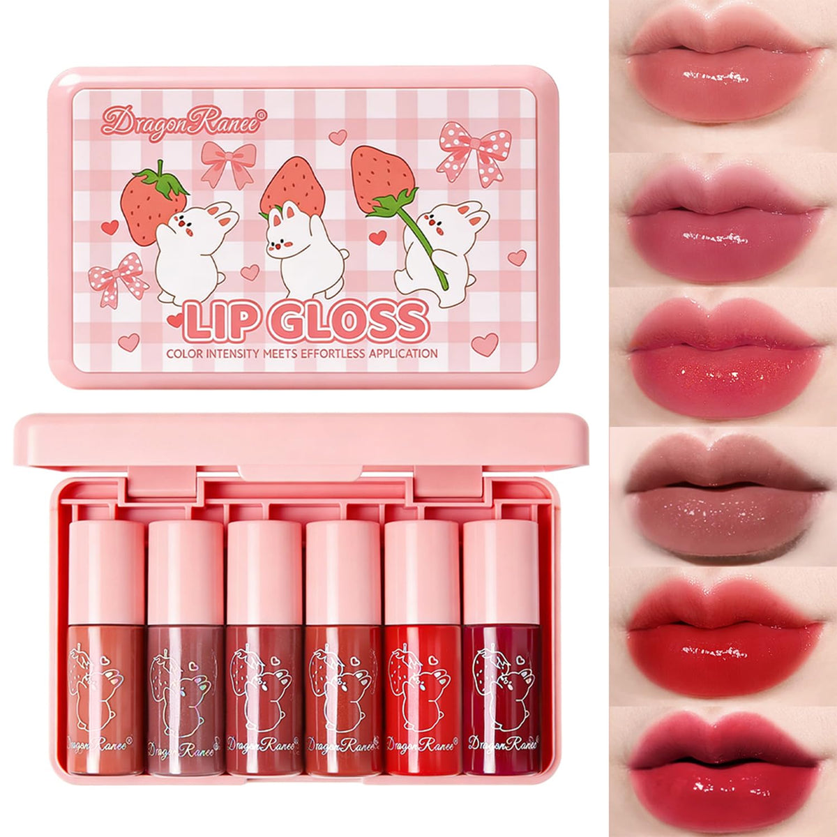 Eakroo 6 Colors Lip Gloss Set with six tubes in various shades