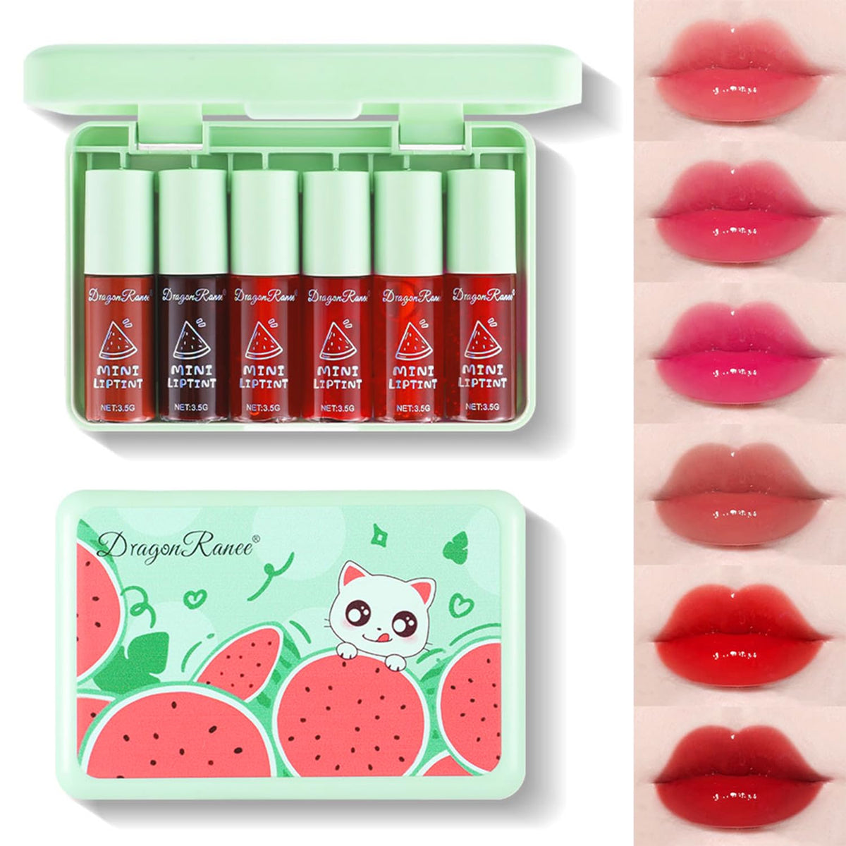 Eakroo 6 Colours Lip Tint Stain front view with vibrant colours