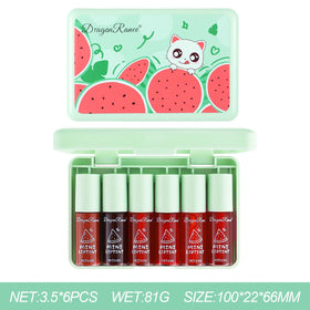 Eakroo 6 Colours Lip Tint Stain in various shades on a makeup table