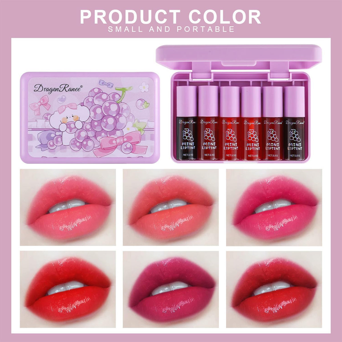 Eakroo Grapes Lip Tint Stain swatches on skin