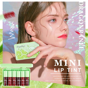 Eakroo Lemon Lip Tint Stain applied on lips showing glossy finish