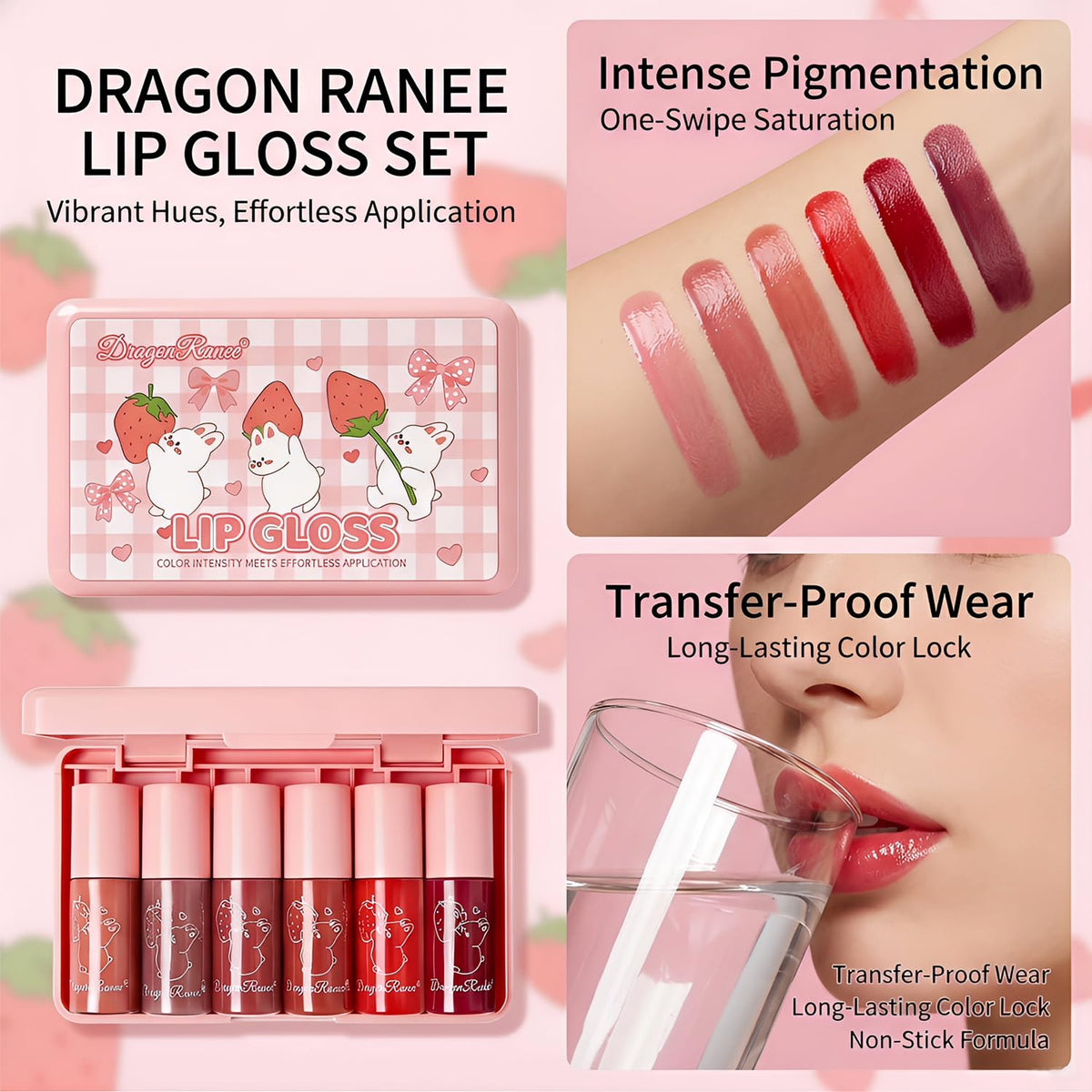 Eakroo lip gloss in rose taupe shade displayed on a white background