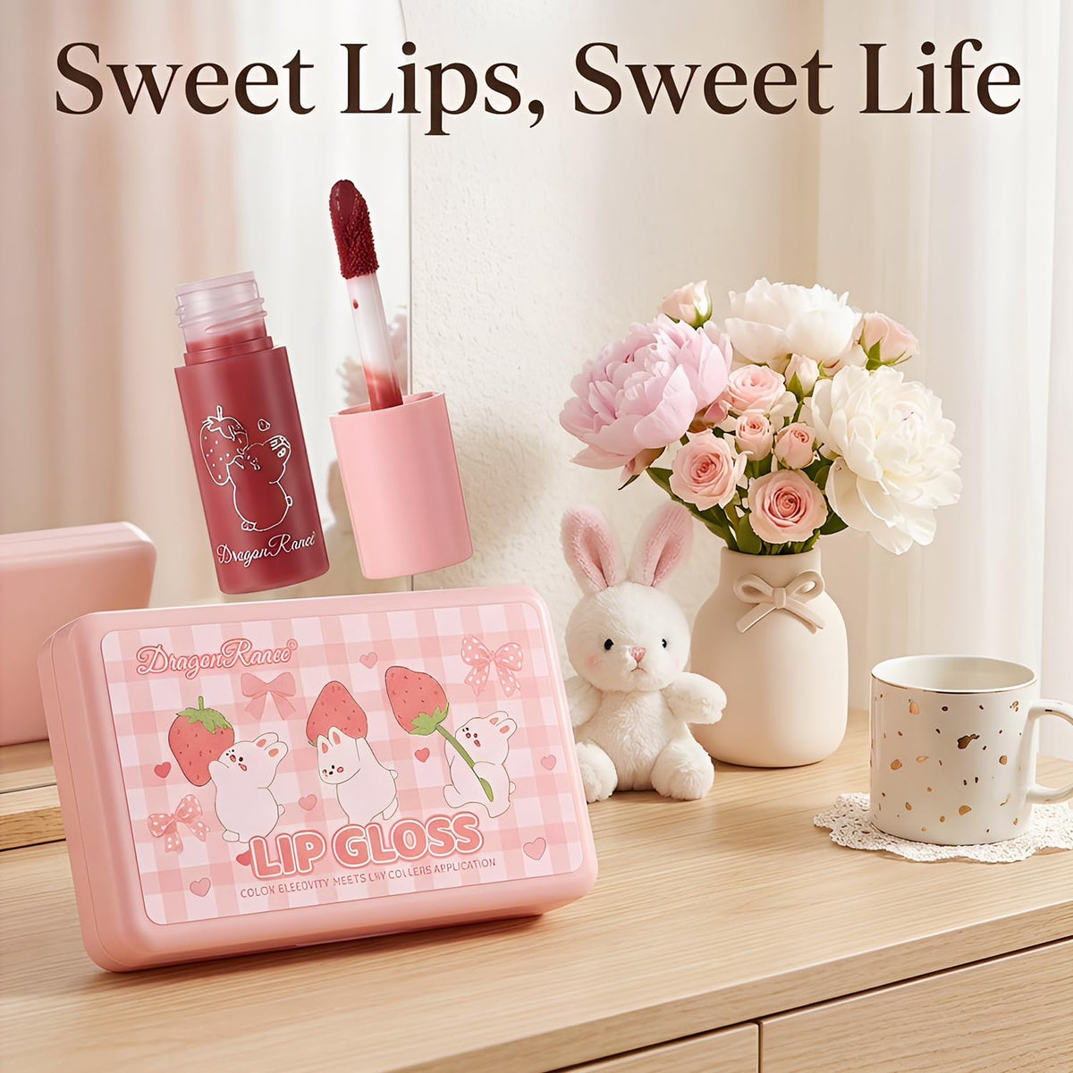 Eakroo lip gloss swatches on skin showing rich colour