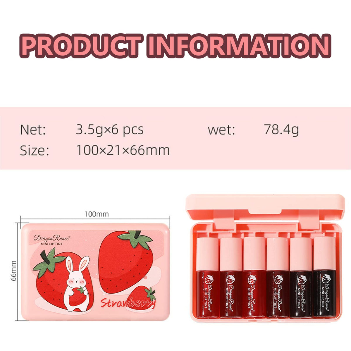 Eakroo Lip Stain 6PCS in natural light