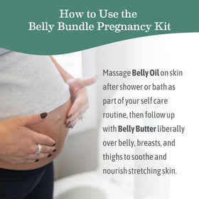 Earth Mama Belly Bundle displayed with a soft towel and flowers