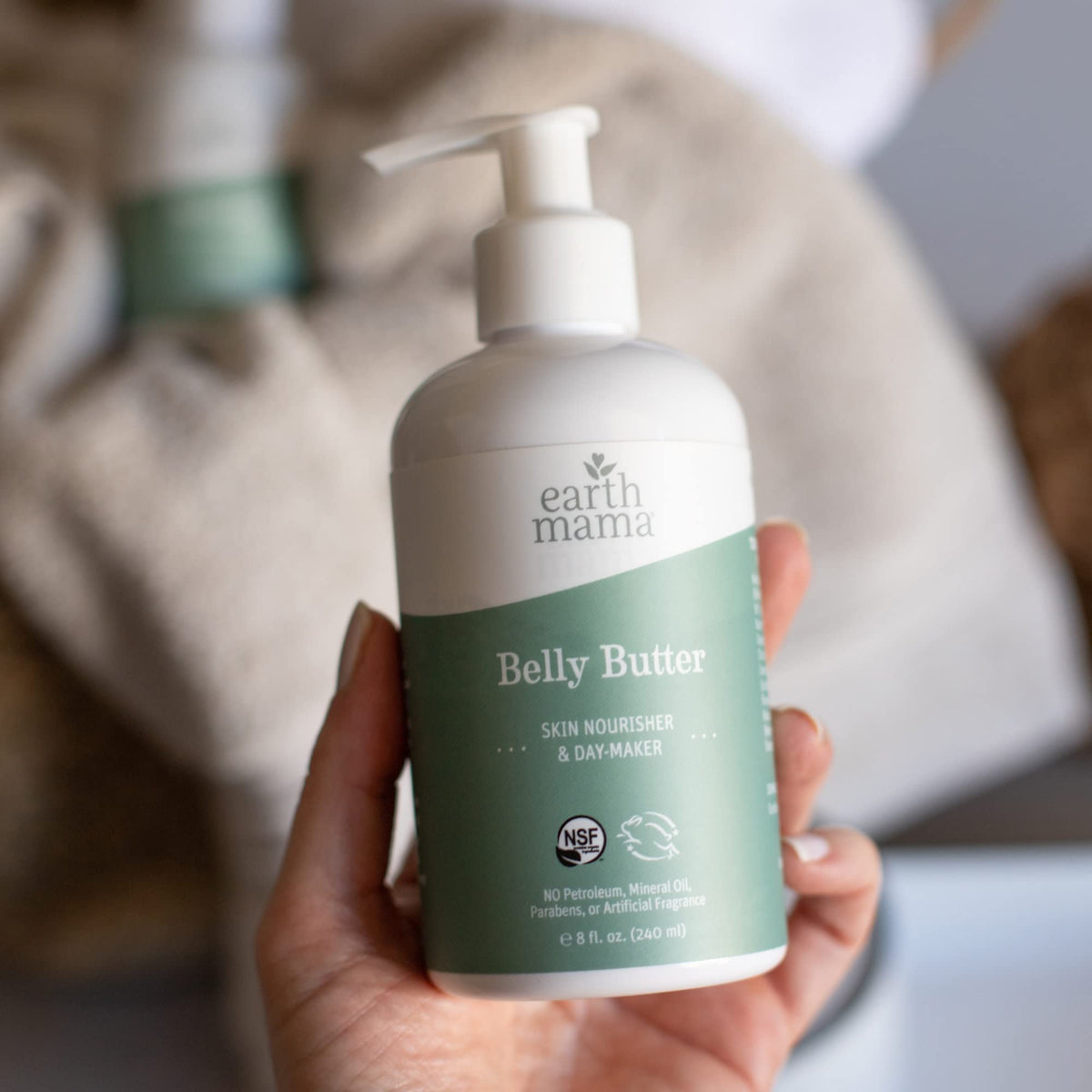 Earth Mama Belly Butter with a baby bump