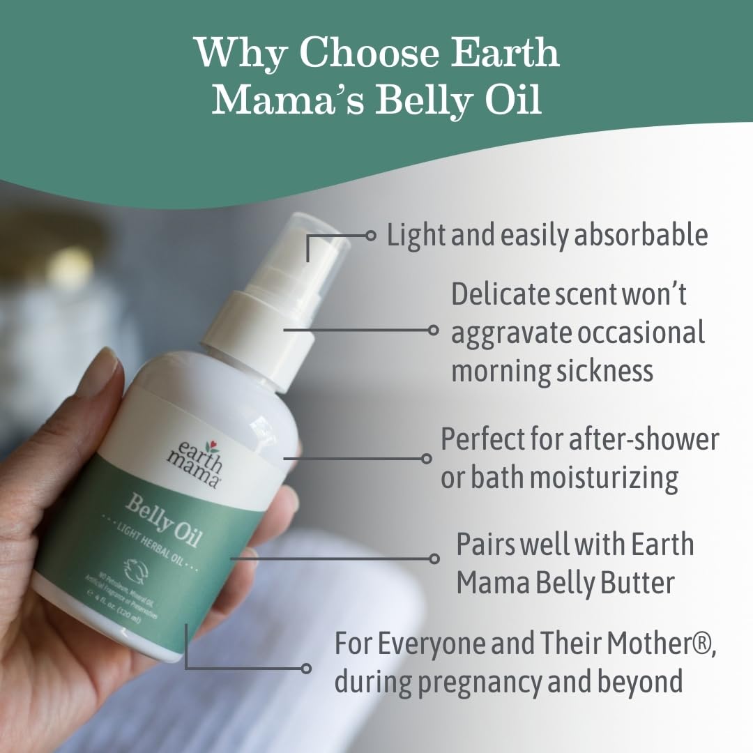 Earth Mama Belly Oil 4 fl oz bottle side view