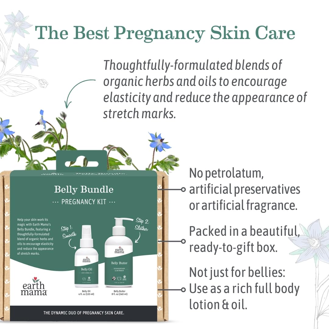Earth Mama Belly Oil being massaged into skin for hydration