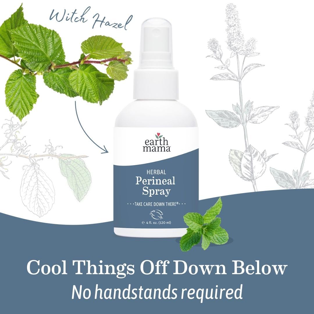 Earth Mama Herbal Perineal Spray held in hand