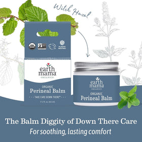 Earth Mama Organic Perineal Balm next to postpartum essentials