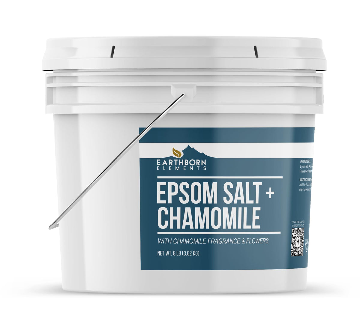Earthborn Elements Chamomile Epsom Salt bucket side view with label