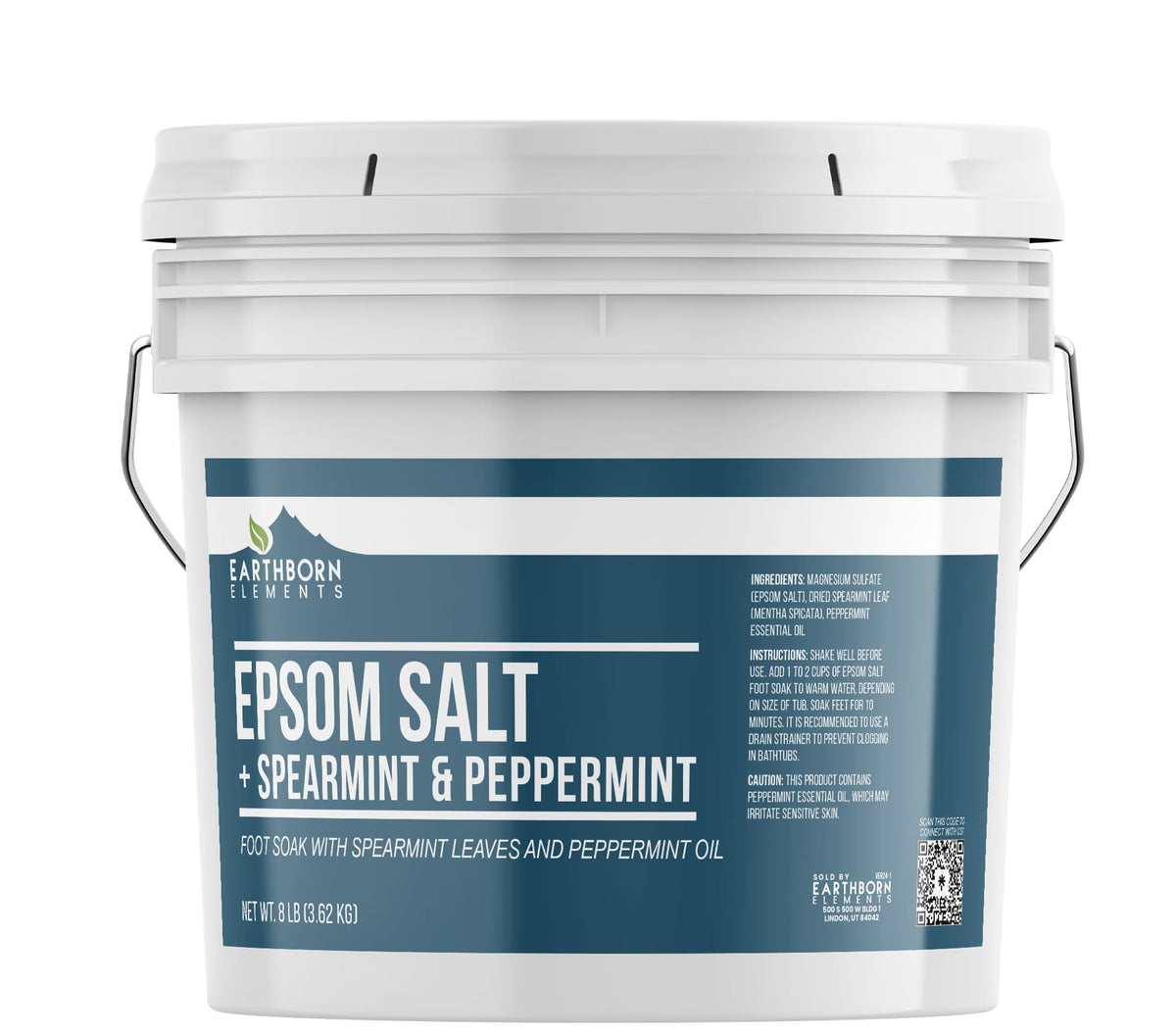 Earthborn Elements Spearmint & Peppermint Foot Soak 1 Gallon bucket front view