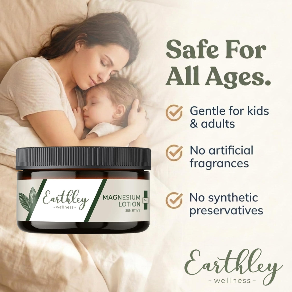 Earthley Wellness Magnesium Lotion 6oz with lid off