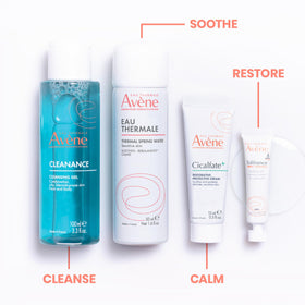 Eau Thermale Avène Sensitive Skin Starter Kit products displayed on a countertop